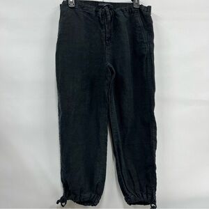 Banana Republic 100% linen black drawstring pants size 10 w/pockets